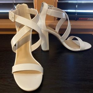 White Strappy Block Heeled Sandle